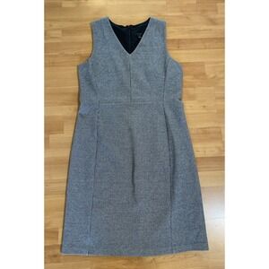 Ann Taylor Sheath Pencil Dress Black White Sleeveless Career Houndstooth Size 12